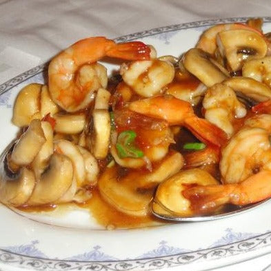 GAMBAS CON CHAMPINONES